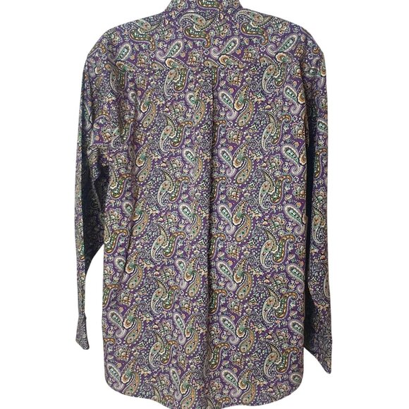Cinch Mens Western L Button-Down Purple Green Gold Paisley Long-Sleeve Shirt - Picture 3 of 7